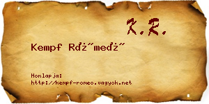 Kempf Rómeó névjegykártya